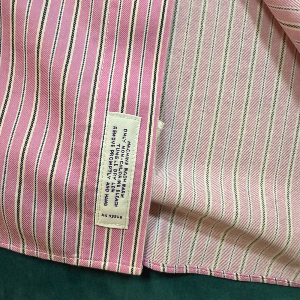 Brooks Brothers Mens Long Sleeve Dress Shirts Pink Stripe + White 16 1/2-2/3 - Picture 11 of 16